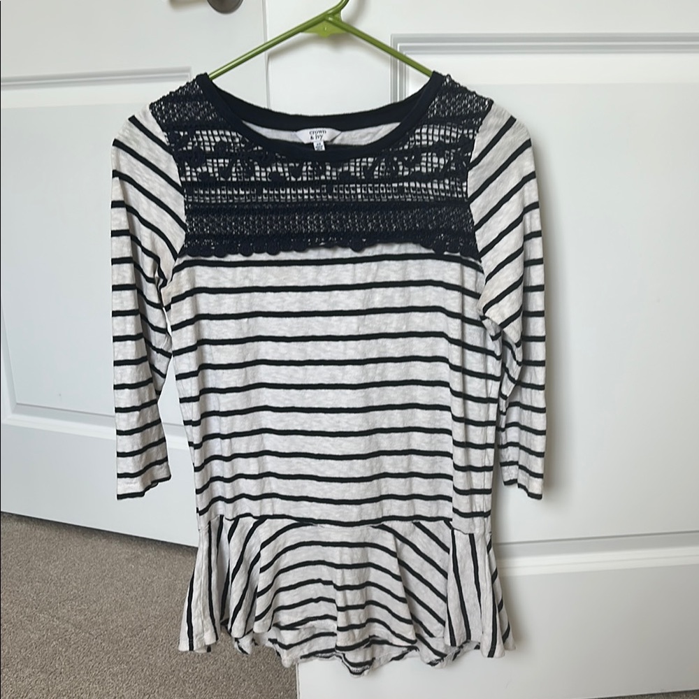 Women's Navy and White Striped Top